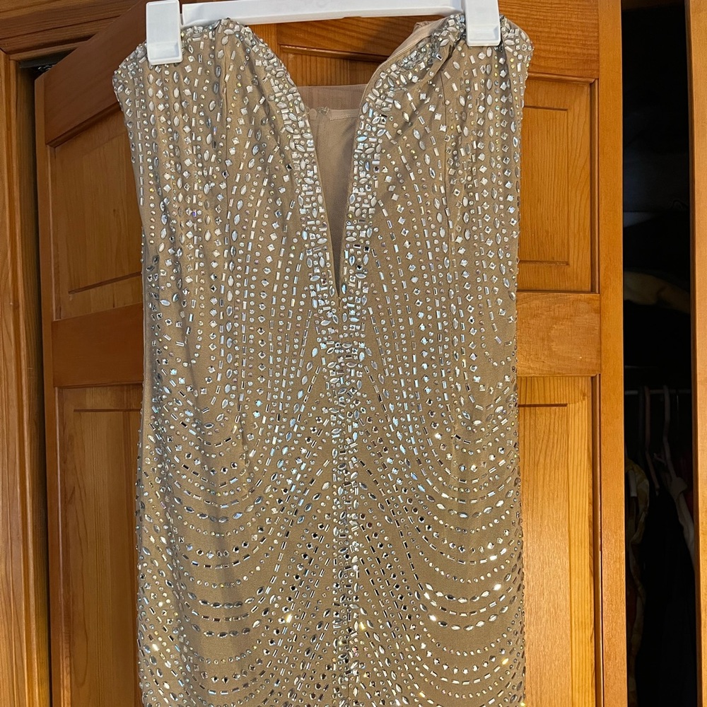 Nude Rhinestone Mini dress